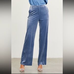 New with tags. Dusty blue velvet trouser pants. Skies are Blue.